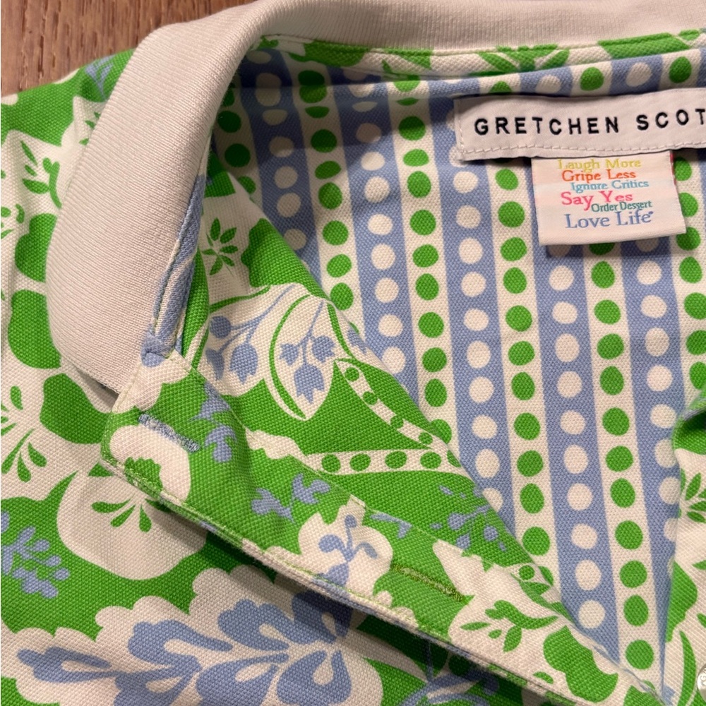 Gretchen Scott Designs Floral Polo - Cropped Preppy Golf Top Size Medium - Picture 4 of 8